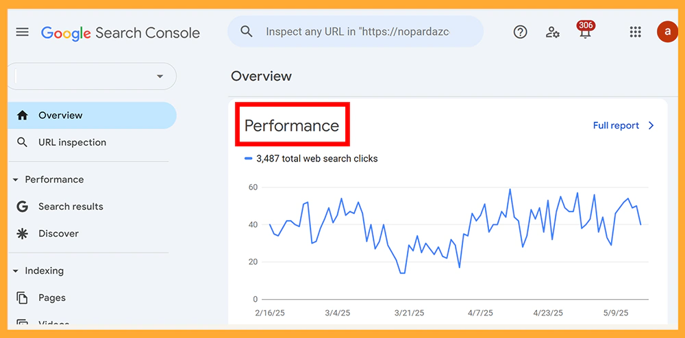 بخش performance سرچ کنسول
